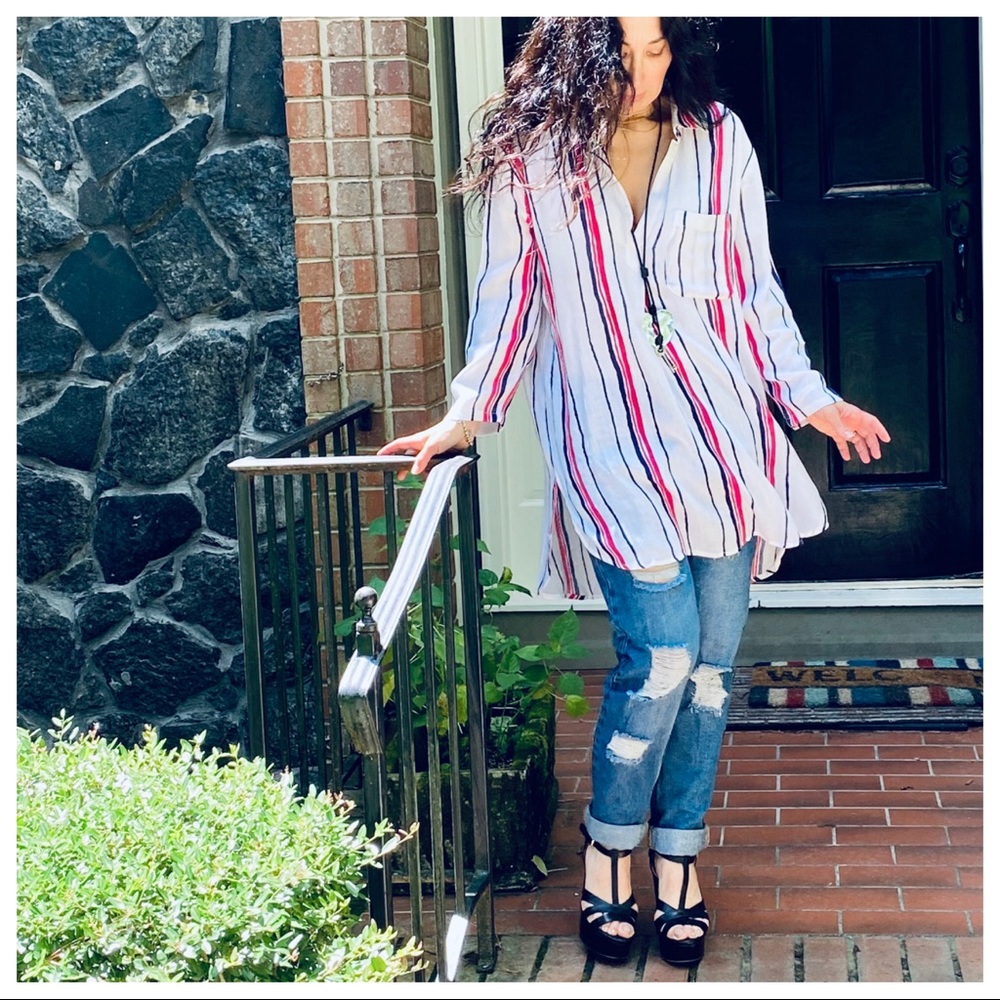 Chic white loose fit striped tunic - Picture 8 of 10